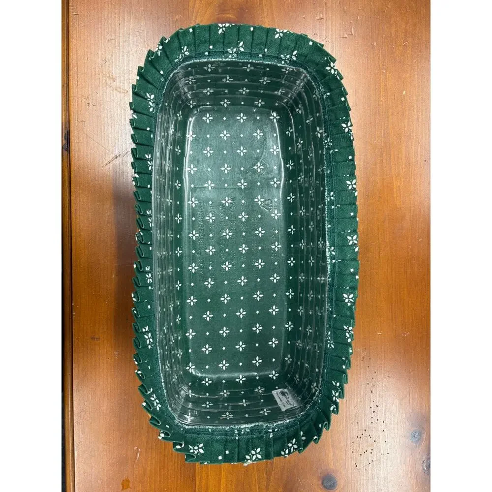 Vtg Longaberger Rectangular Cracker Woven Basket- 1991 Heritage Green Liner